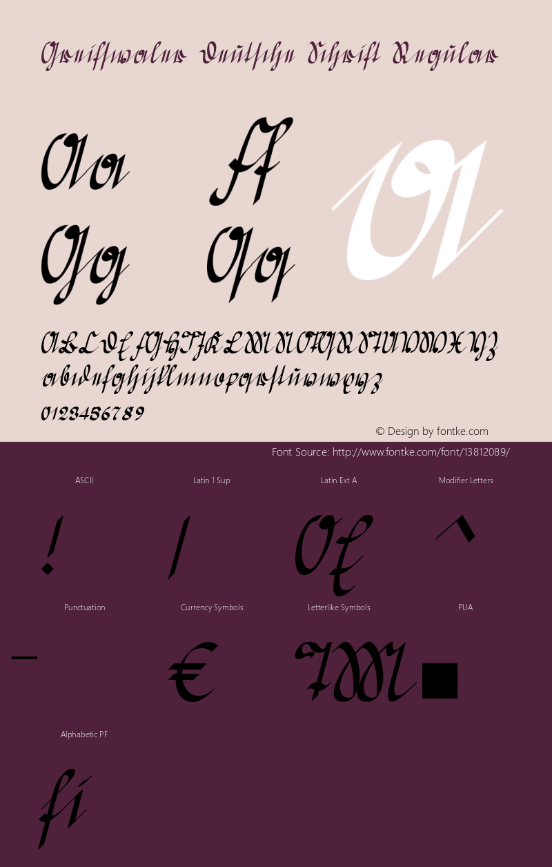 Greifswaler Deutsche Schrift Regular Version 0.000 2009 initial release Font Sample