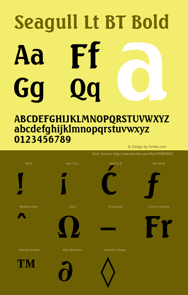 Seagull Lt BT Bold mfgpctt-v4.4 Dec 22 1998 Font Sample