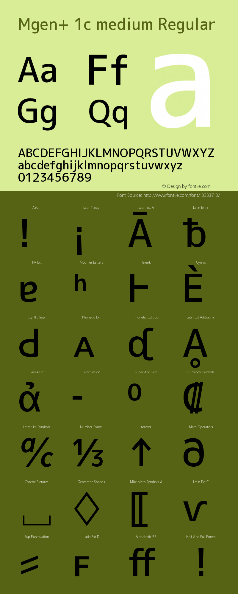 Mgen+ 1c medium Regular Version 1.059.20150602 Font Sample