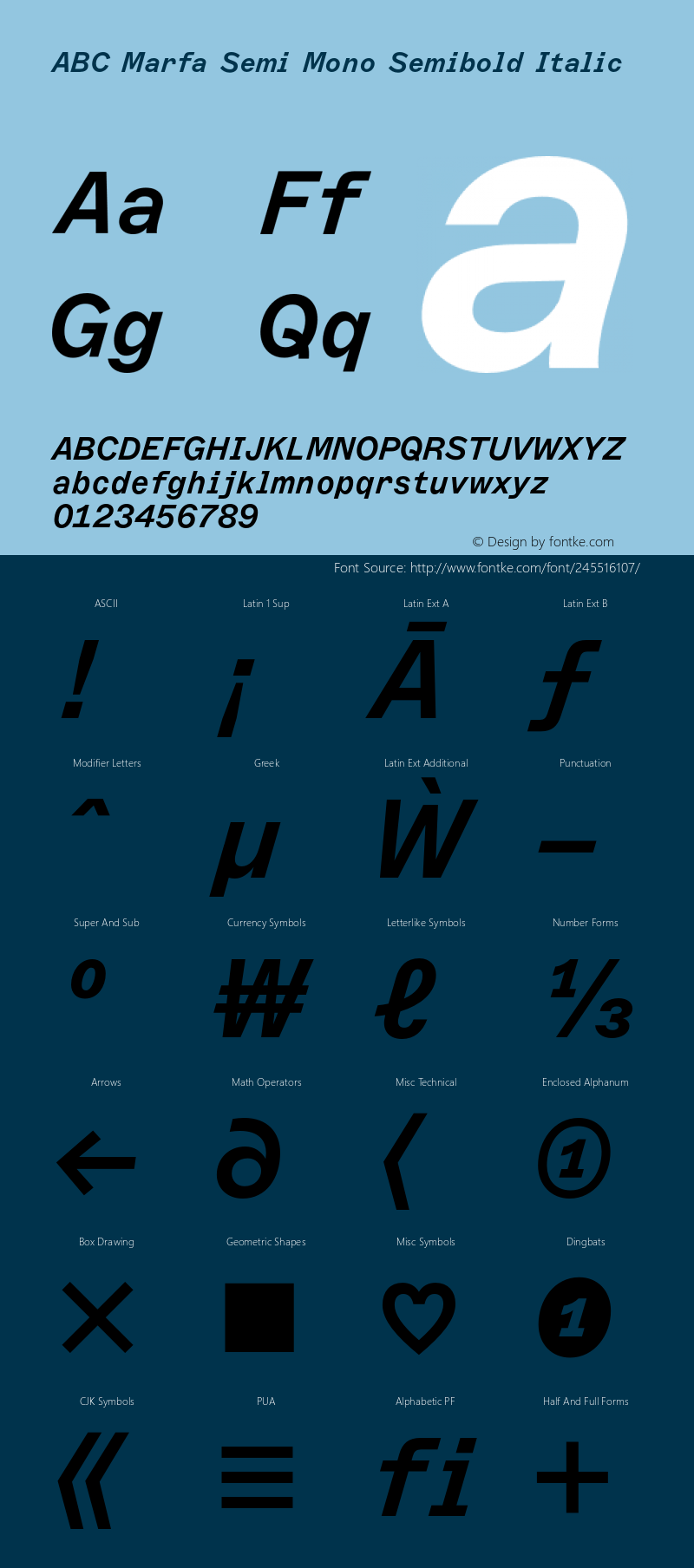 ABC Marfa Semi Mono Semibold Italic Version 2.000图片样张