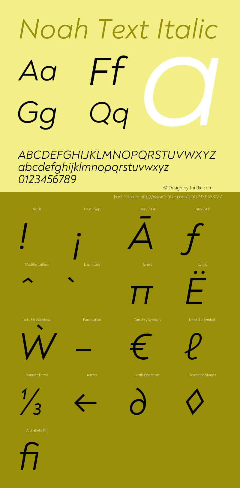 Noah Text Regular Italic Version 1.000;PS 001.000;hotconv 1.0.88;makeotf.lib2.5.64775图片样张