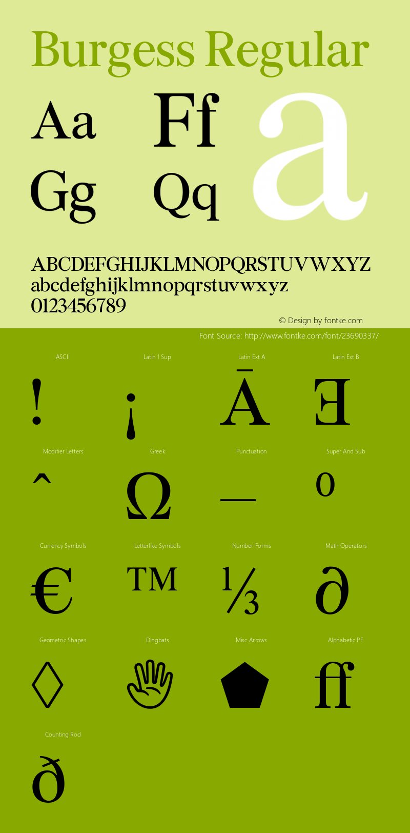 Burgess Version 1.004; ttfautohint (v1.5) Font Sample