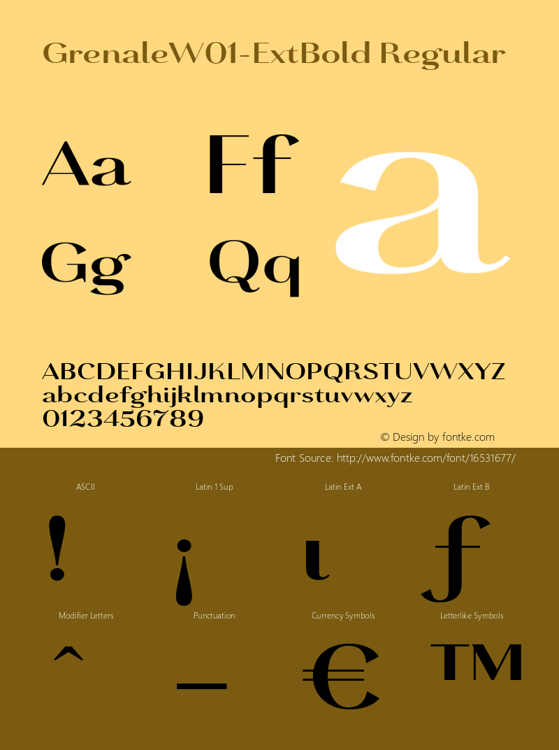 GrenaleW01-ExtBold Regular Version 1.00 Font Sample