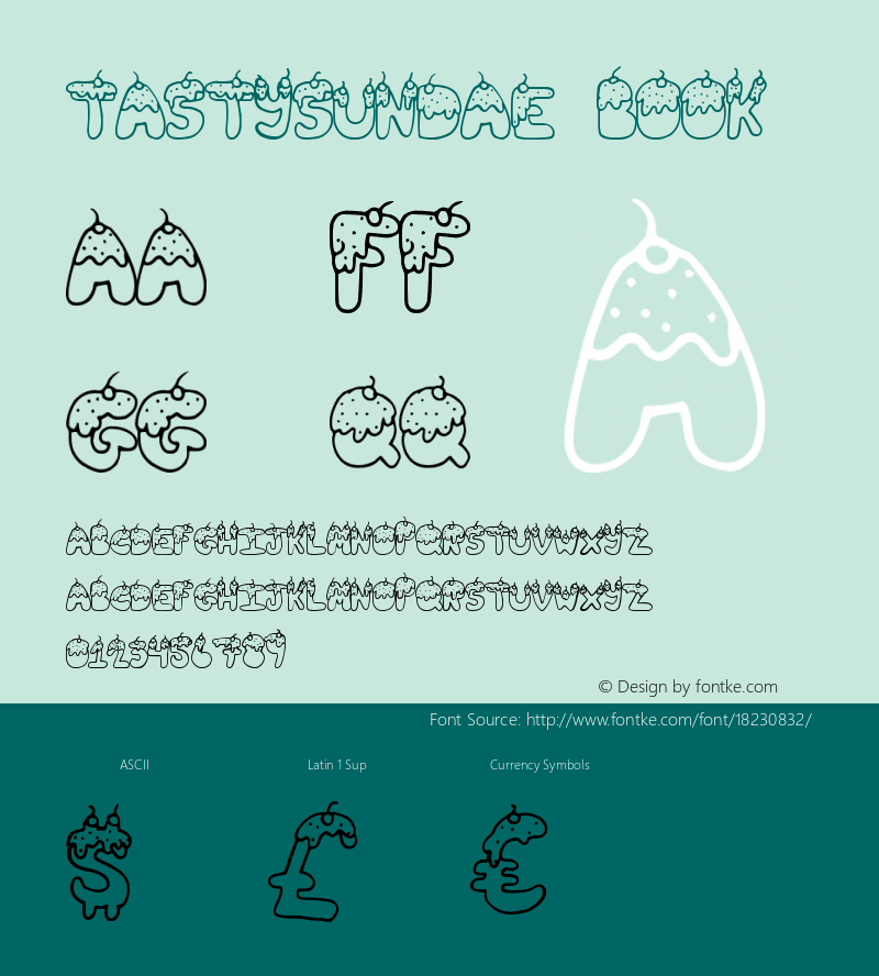 TastySundae Book Version 1.00 November 22, 20 Font Sample