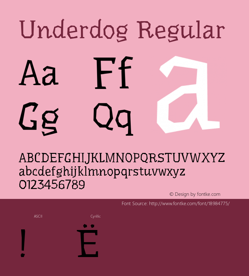 Underdog Regular Version 1.000; ttfautohint (v1.4.1) Font Sample