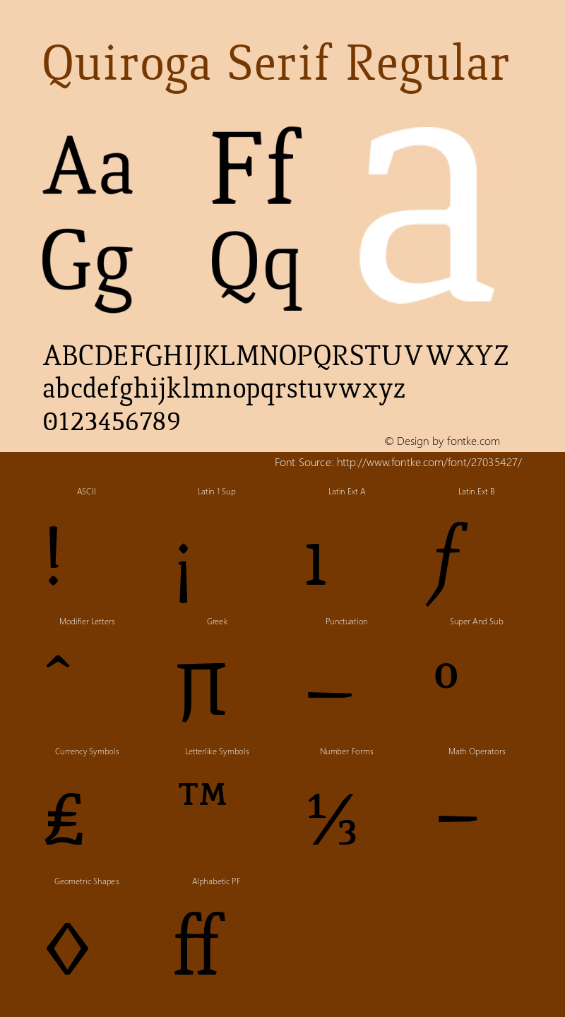 QuirogaSerif Version 3.200 2010 Font Sample