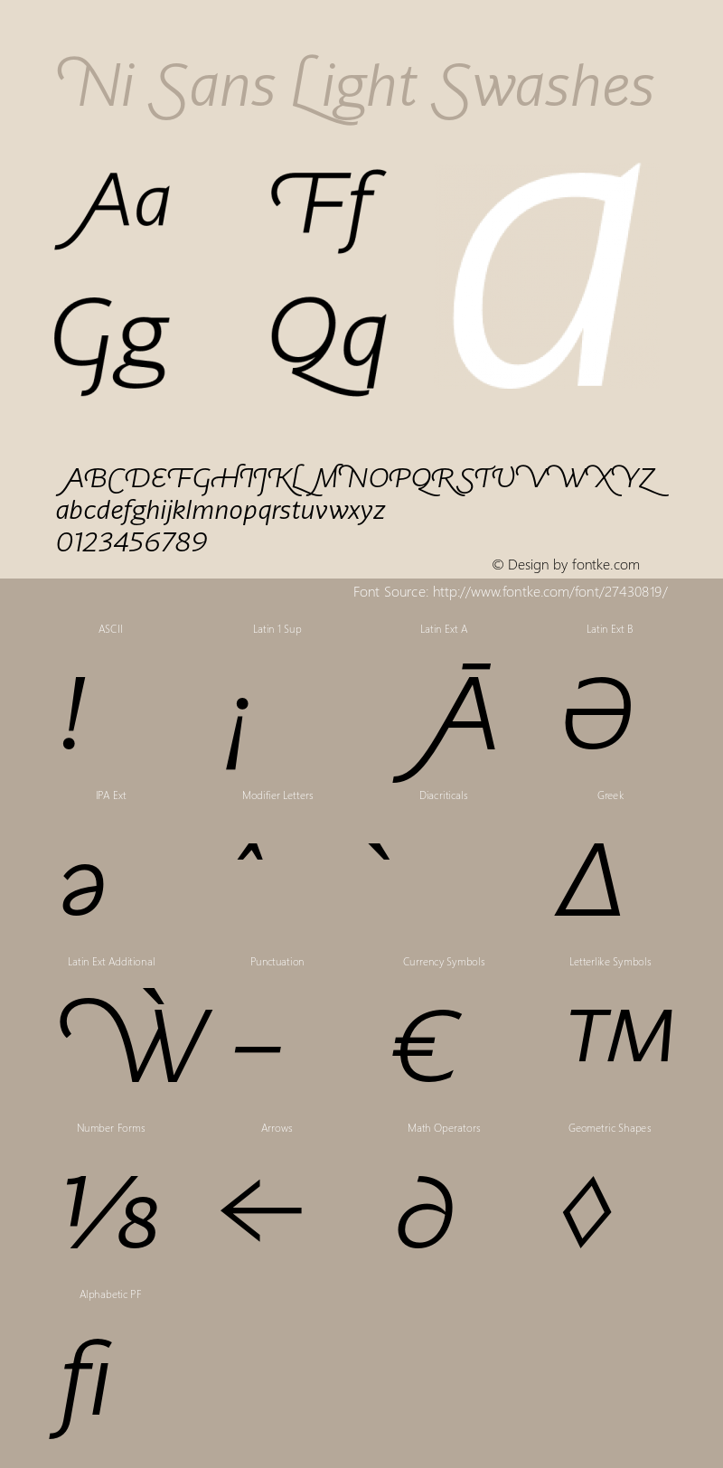 Ni Sans Light Swashes Version 1.000;PS 001.000;hotconv 1.0.88;makeotf.lib2.5.64775 Font Sample