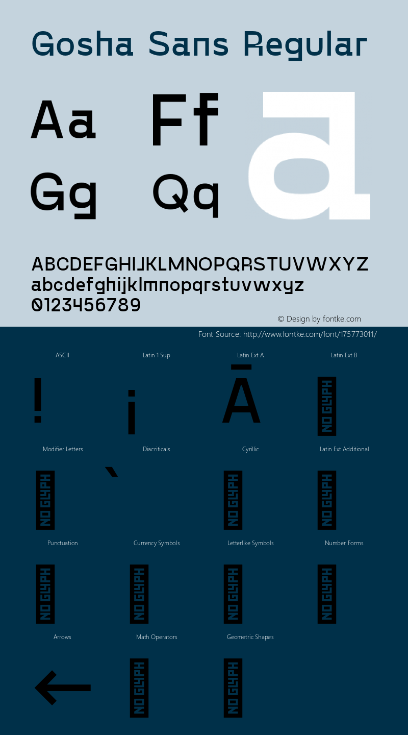 Gosha Sans Regular Version 1.000;PS 001.000;hotconv 1.0.88;makeotf.lib2.5.64775图片样张