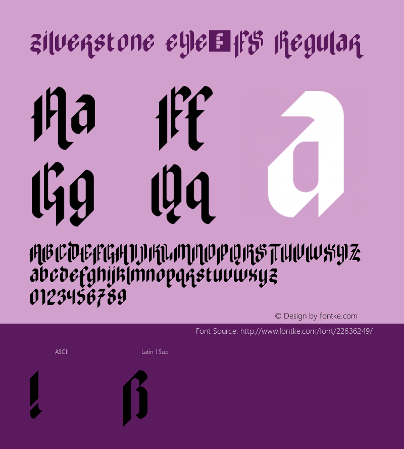 zilverstone eYe/FS Regular Version 1.0 Font Sample