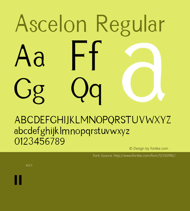 Ascelon Regular Version 001.000 Font Sample