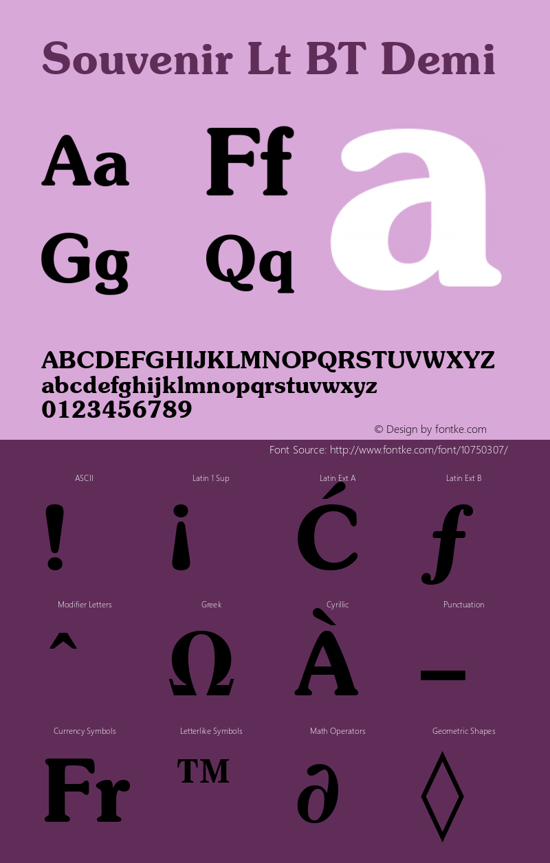 Souvenir Lt BT Demi mfgpctt-v1.52 Monday, January 25, 1993 3:34:27 pm (EST) Font Sample