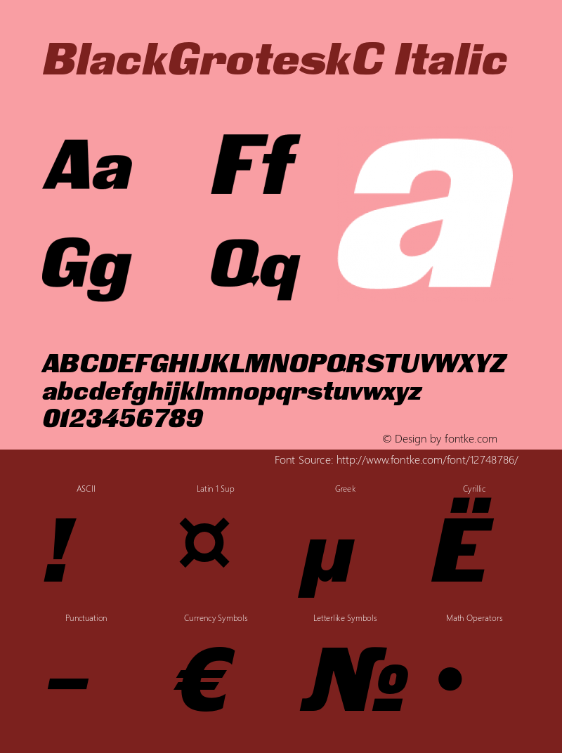 BlackGroteskC Italic OTF 1.0;PS 001.000;Core 116;AOCW 1.0 161 Font Sample