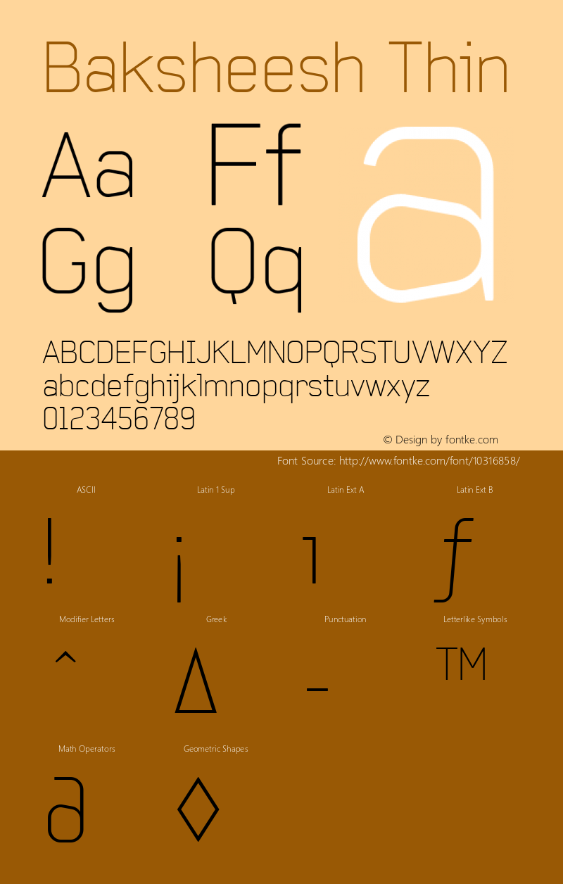 Baksheesh Thin Macromedia Fontographer 4.1.5 22/2/06 Font Sample