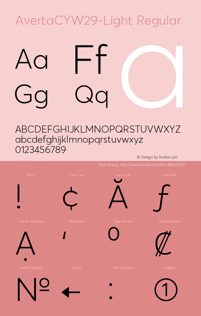 Averta CY W29 Light Version 1.008 Font Sample