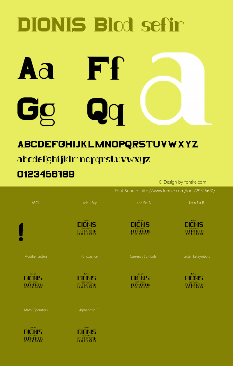 DIONIS Blod sefir  Font Sample