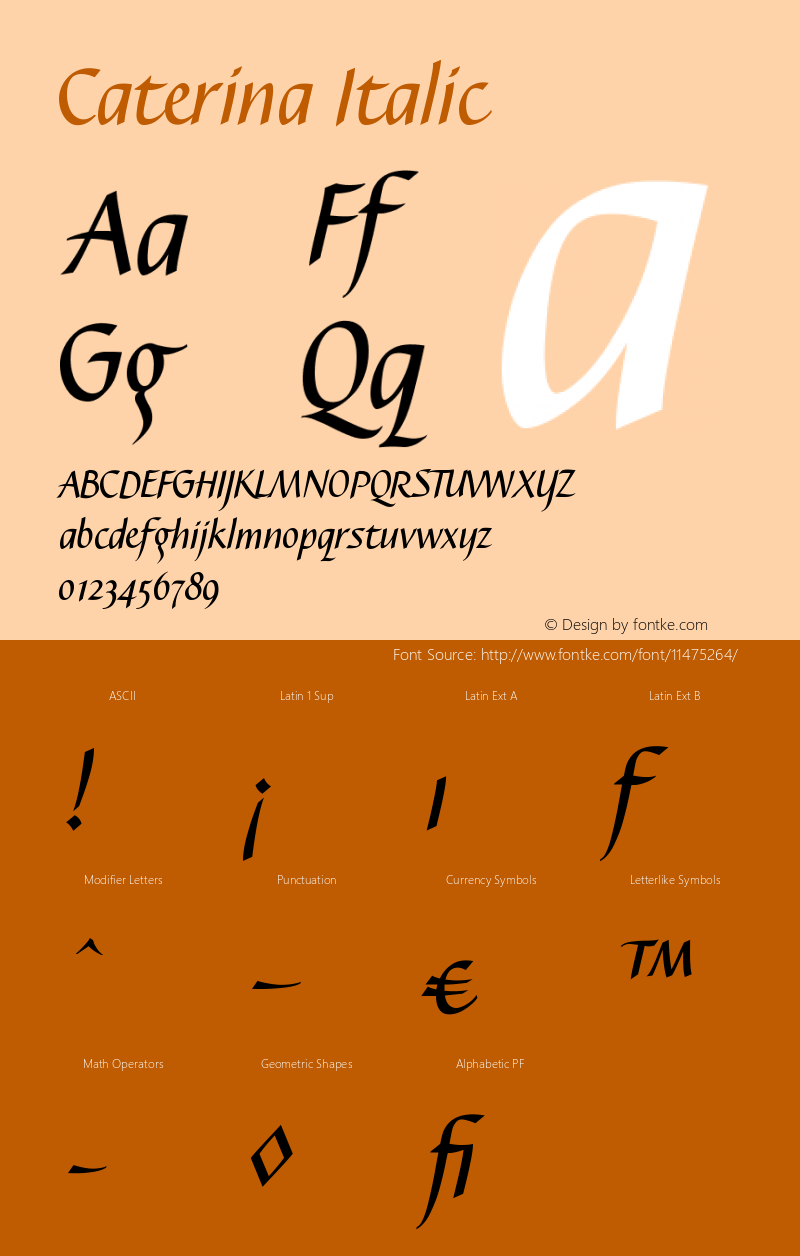 Caterina Italic Version 001.000 Font Sample