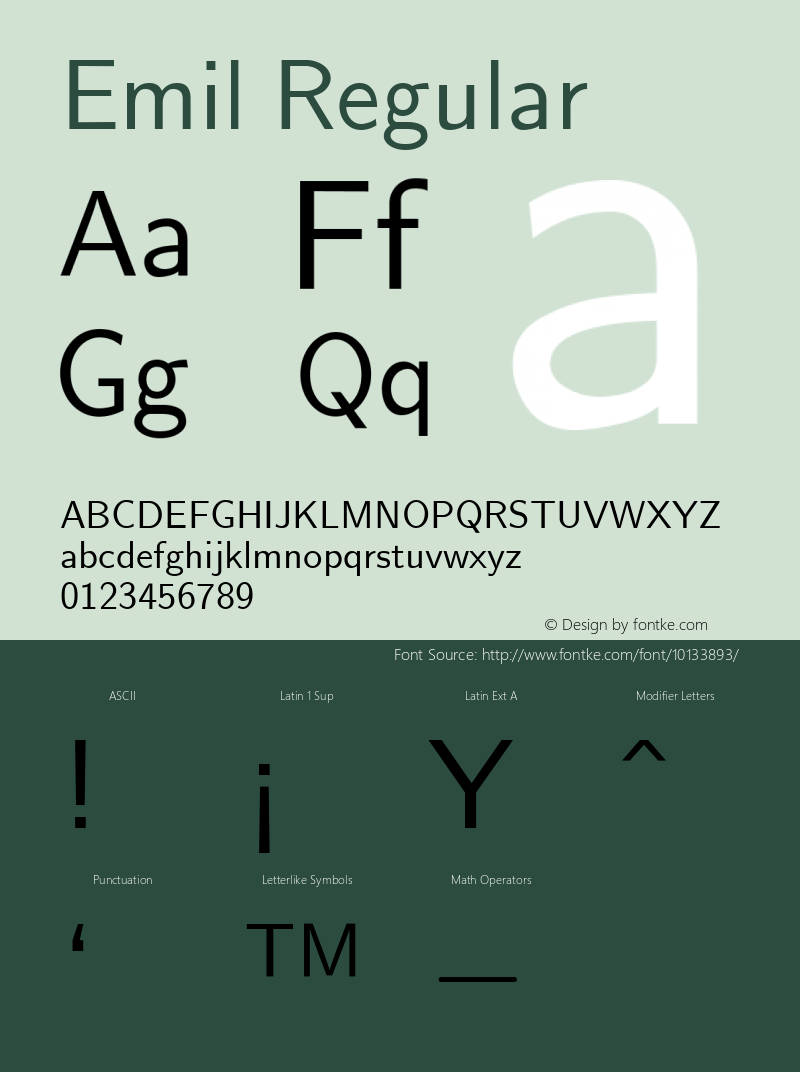 Emil Regular Unknown Font Sample