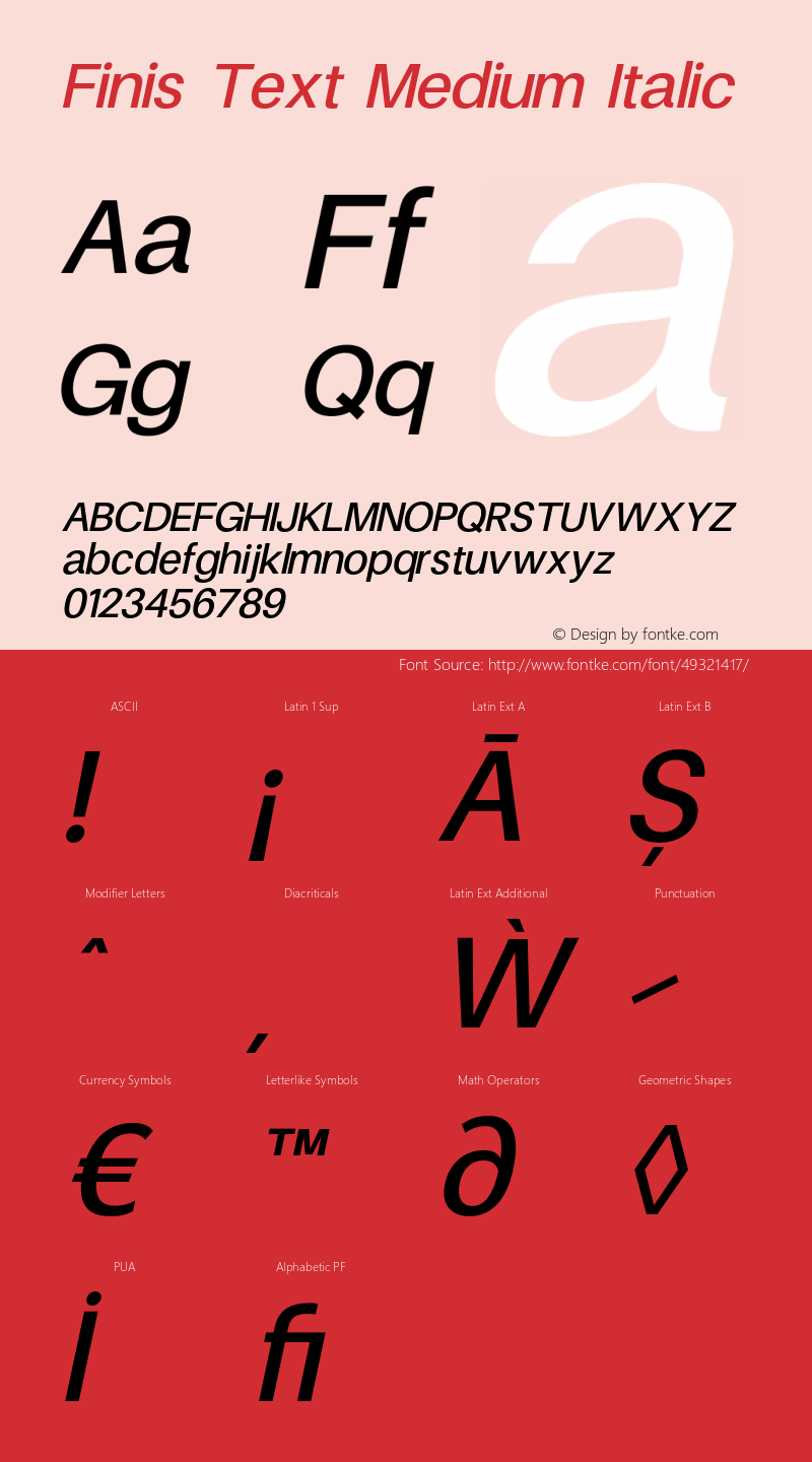 FinisText-MediumItalic Version 1.000 Font Sample