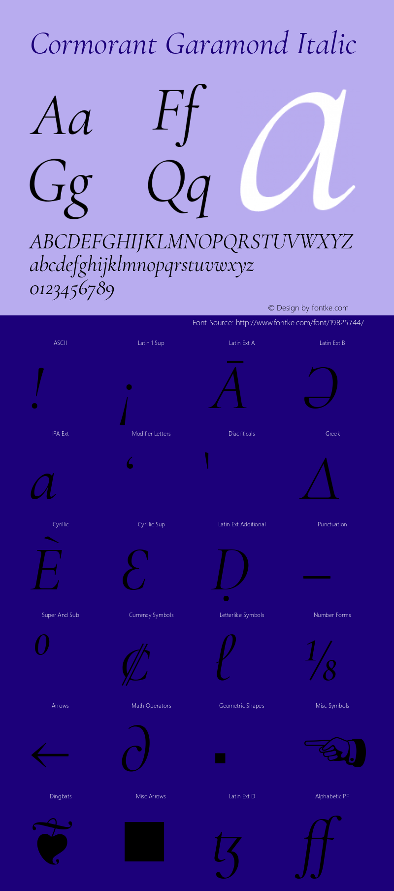 Cormorant Garamond Italic Version 3.301 Font Sample