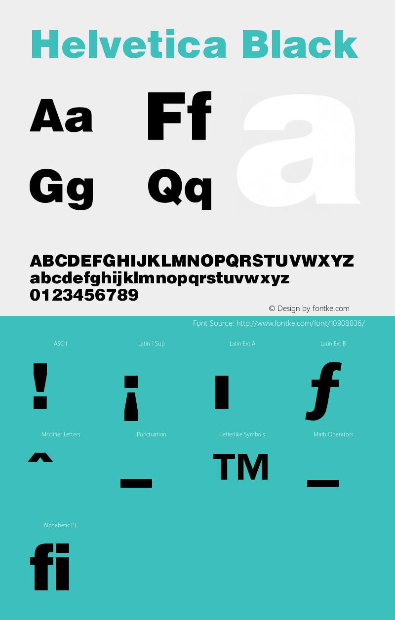 Helvetica Black Version 001.002 Font Sample