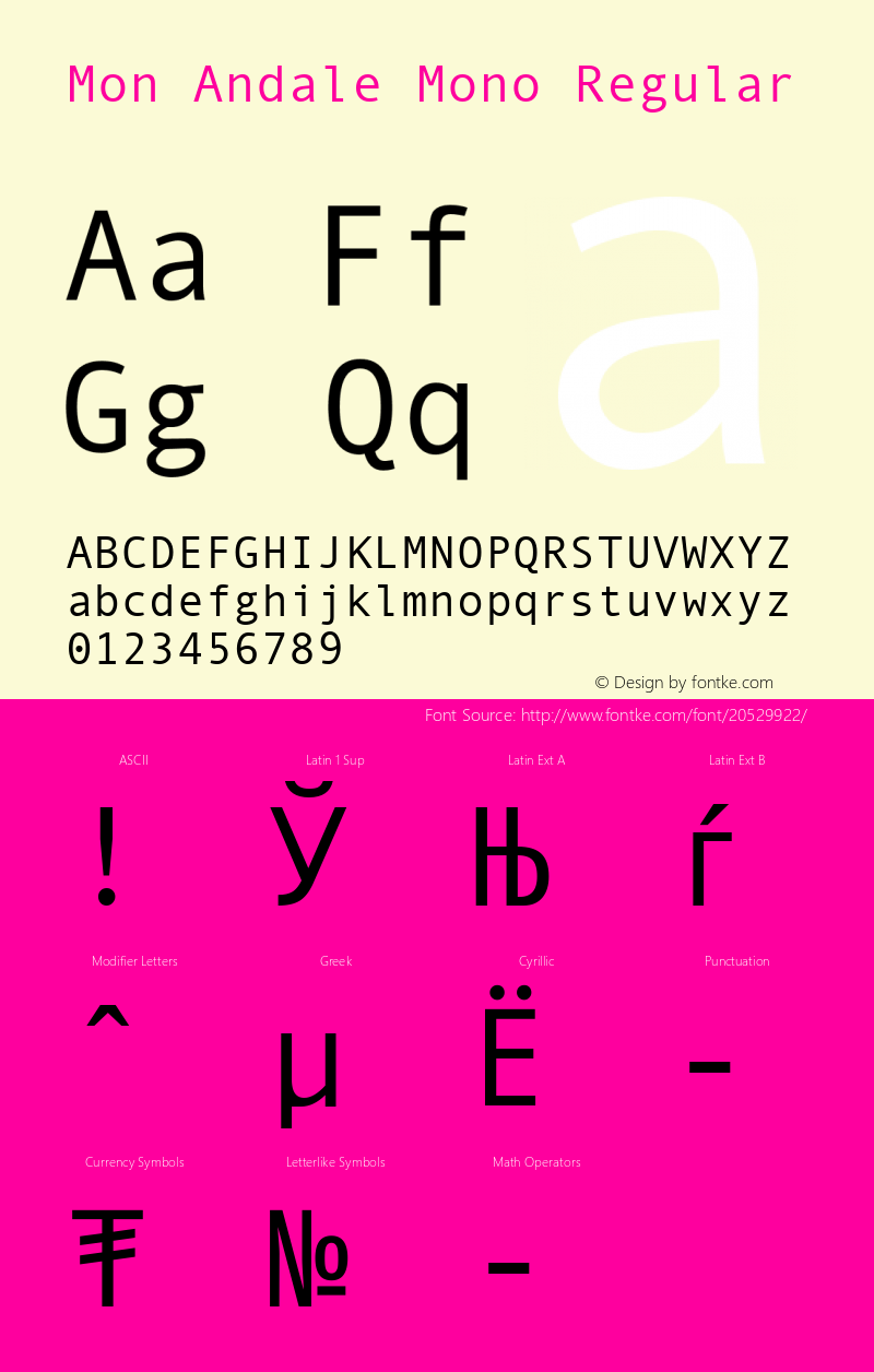 Mon Andale Mono Version 1.00 Font Sample