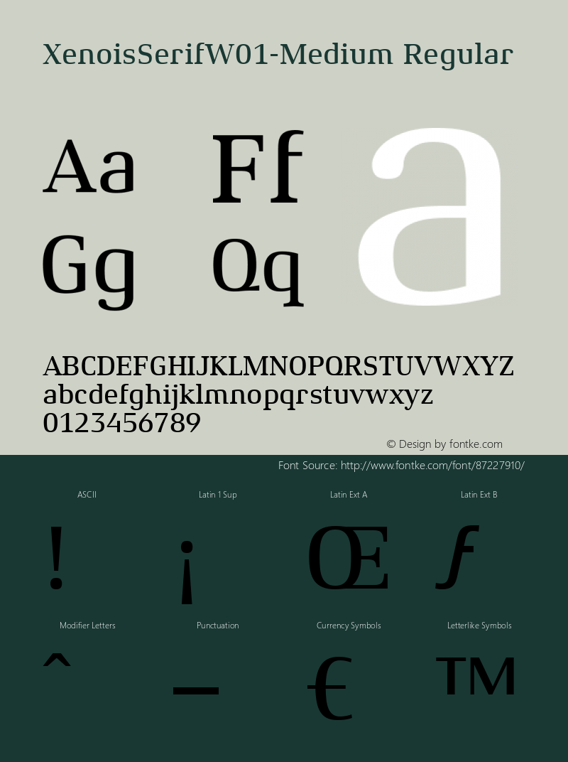 Xenois Serif W01 Medium Version 1.00 Font Sample
