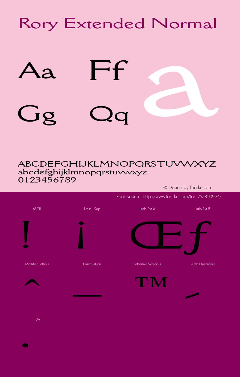 RoryExtendedNormal Altsys Fontographer 4.1 1/9/95 {DfLp-URBC-66E7-7FBL-FXFA} Font Sample