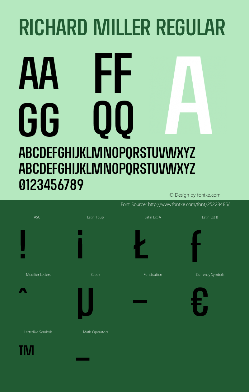 Richard Miller Regular 1.000 Font Sample