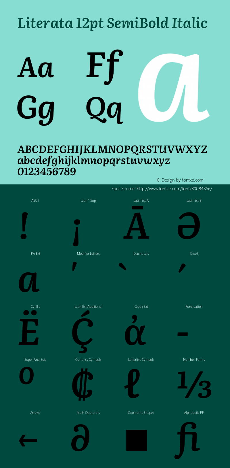 Literata 12pt SemiBold Italic Version 3.002 Font Sample
