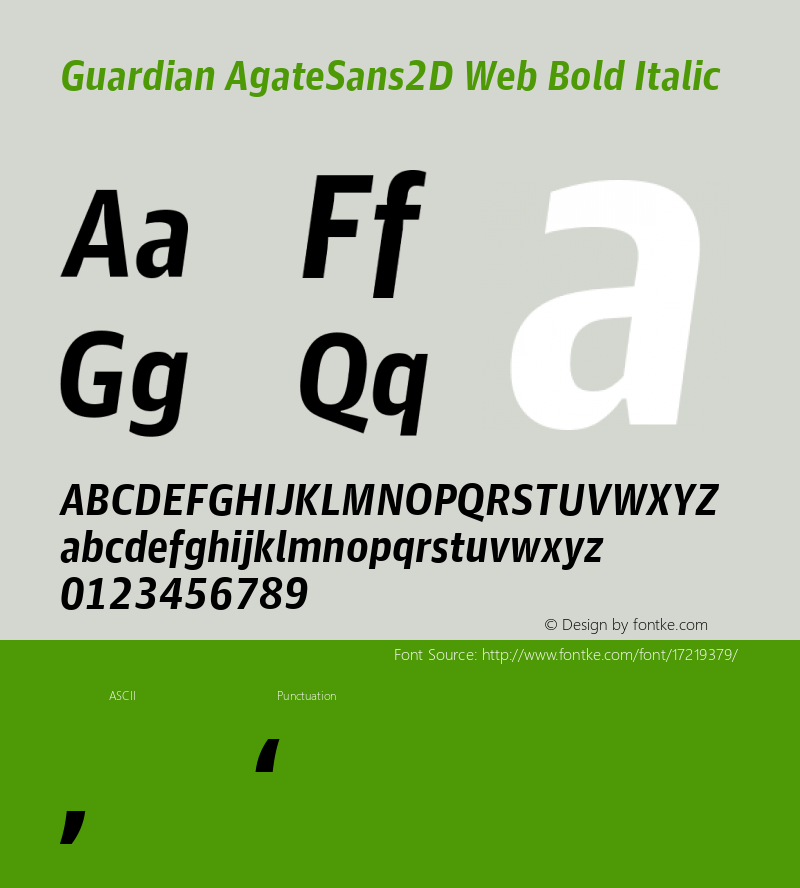 Guardian AgateSans2D Web Bold Italic Version 001.002 2011 Font Sample