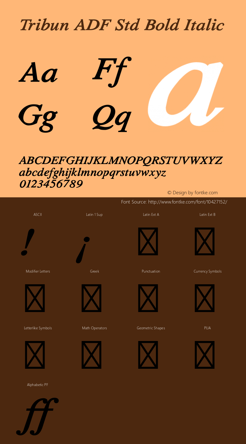 Tribun ADF Std Bold Italic Version 1.017;FFEdit Font Sample