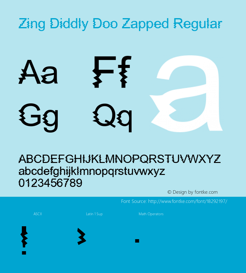 Zing Diddly Doo Zapped Regular 1999; 1.1     www.stimuleyefonts.com Font Sample