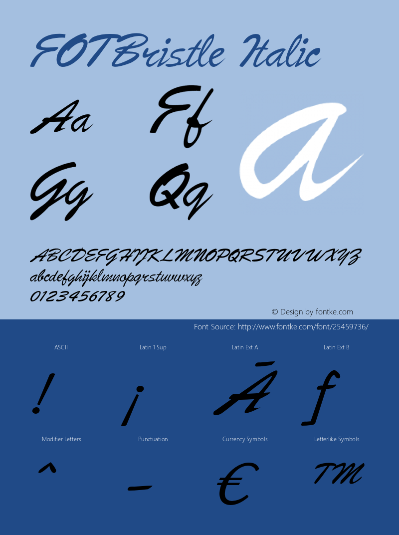 FOTBristleItalic Version 1.500 Font Sample