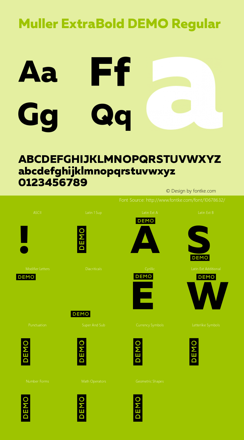 Muller ExtraBold DEMO Regular Version 1.0 Font Sample