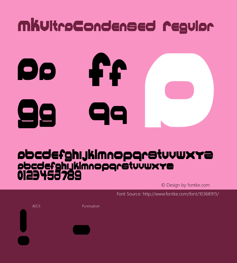 MKUltraCondensed Regular Rev. 003.000 Font Sample