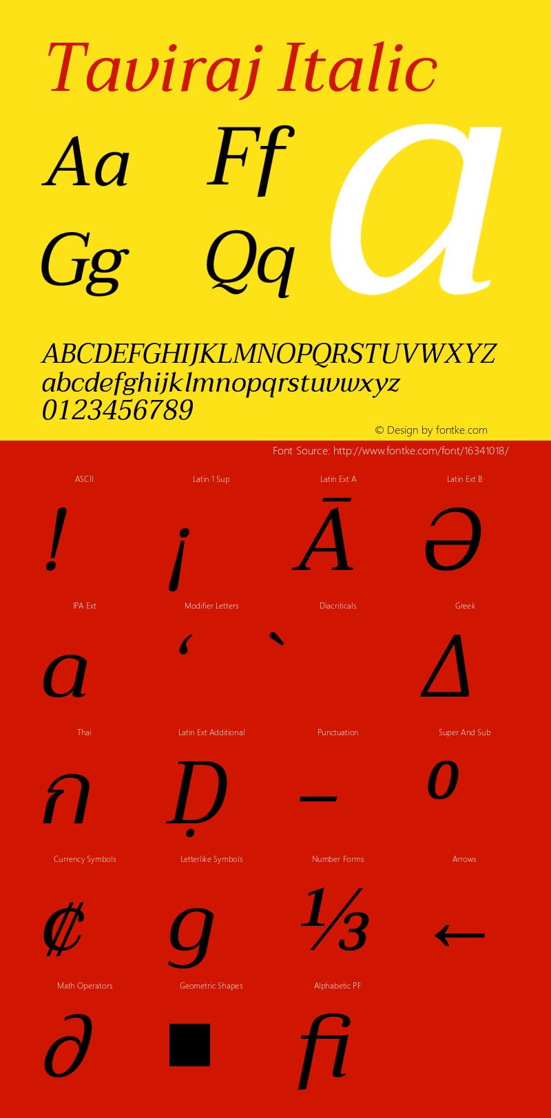 Taviraj Italic Version 1.000;PS 001.000;hotconv 1.0.88;makeotf.lib2.5.64775 Font Sample