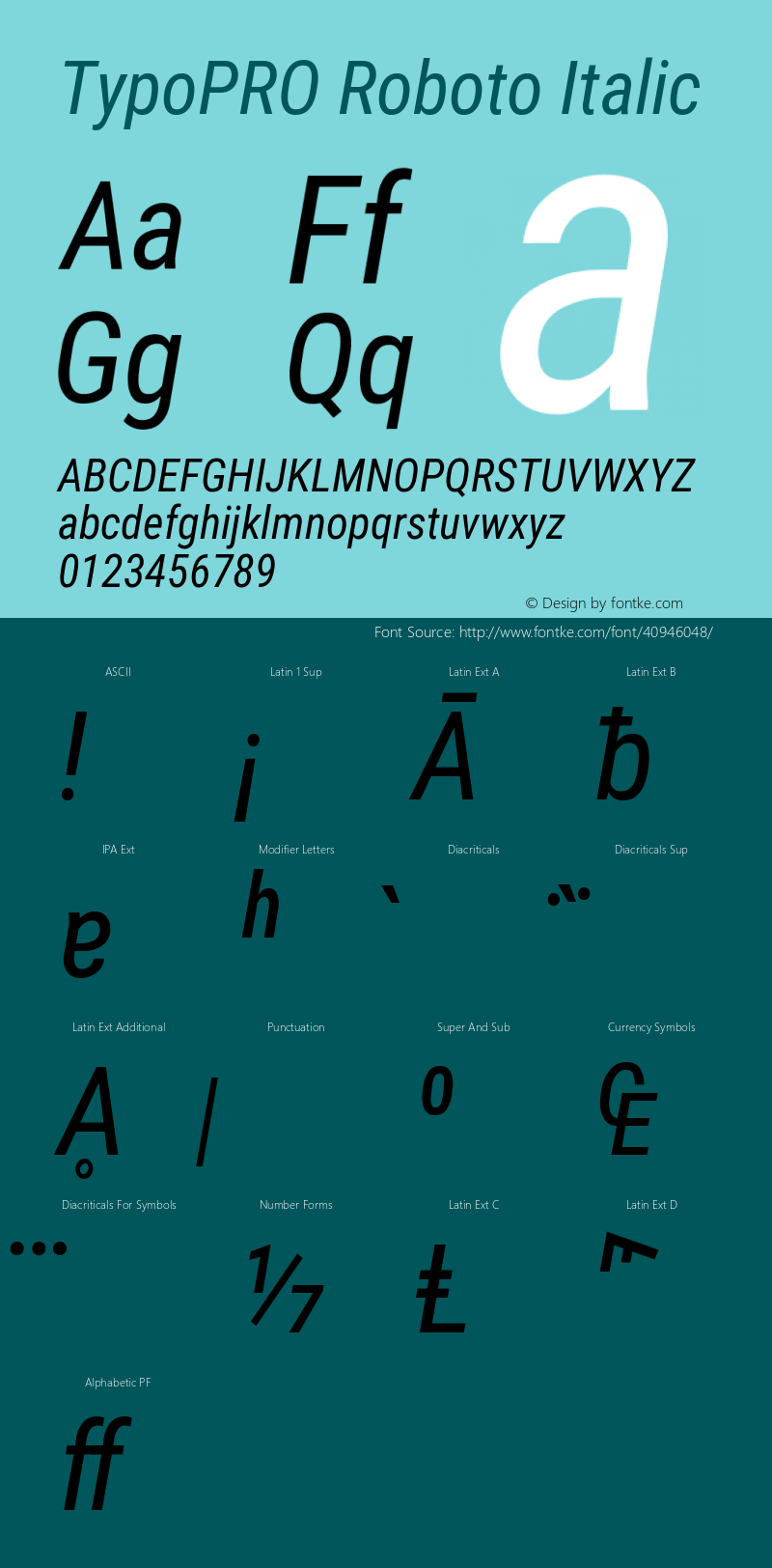 TypoPRO Roboto Condensed Italic Version 2.138 Font Sample
