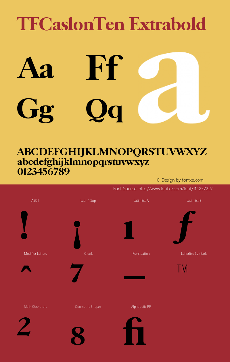 TFCaslonTen Extrabold Version 001.000 Font Sample