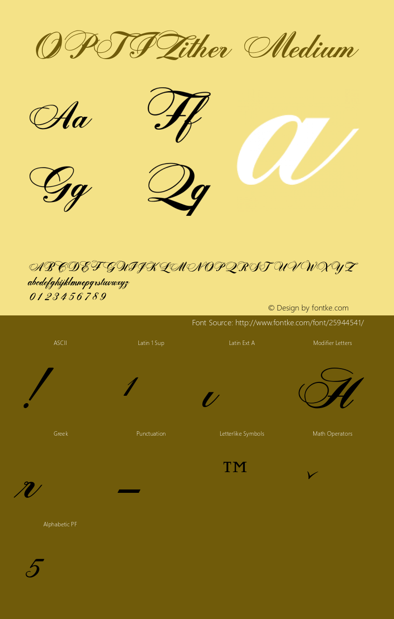 OPTIZither Version 001.000 Font Sample