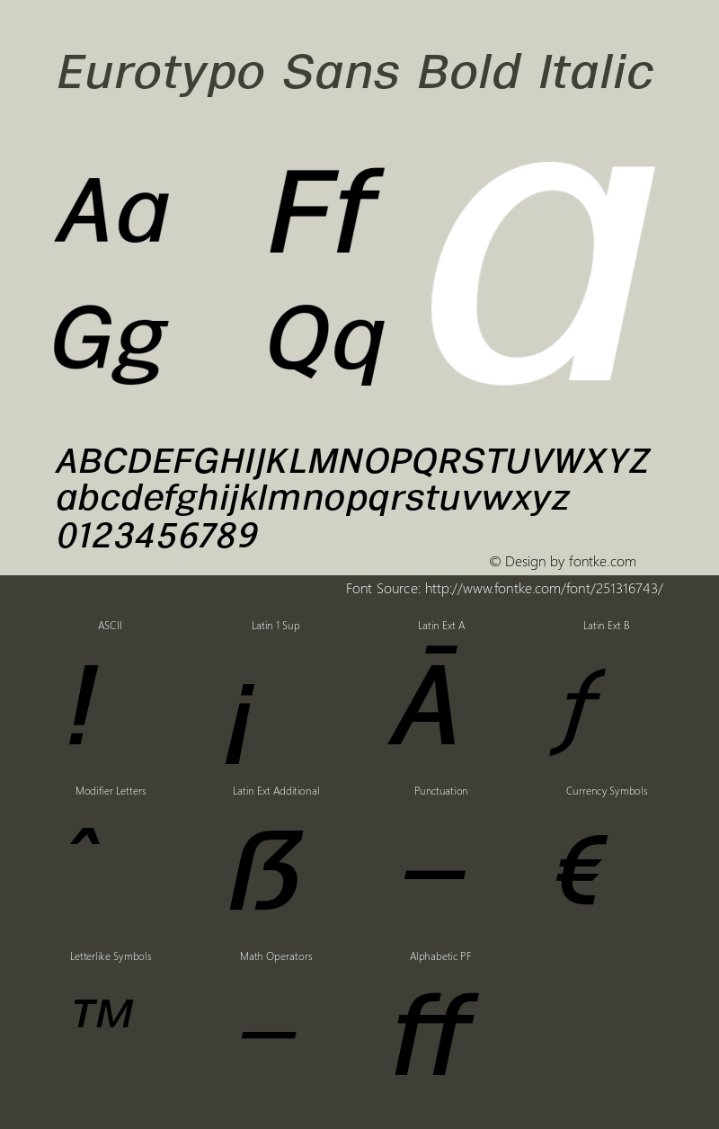 EurotypoSans-Italic Version 1.000图片样张