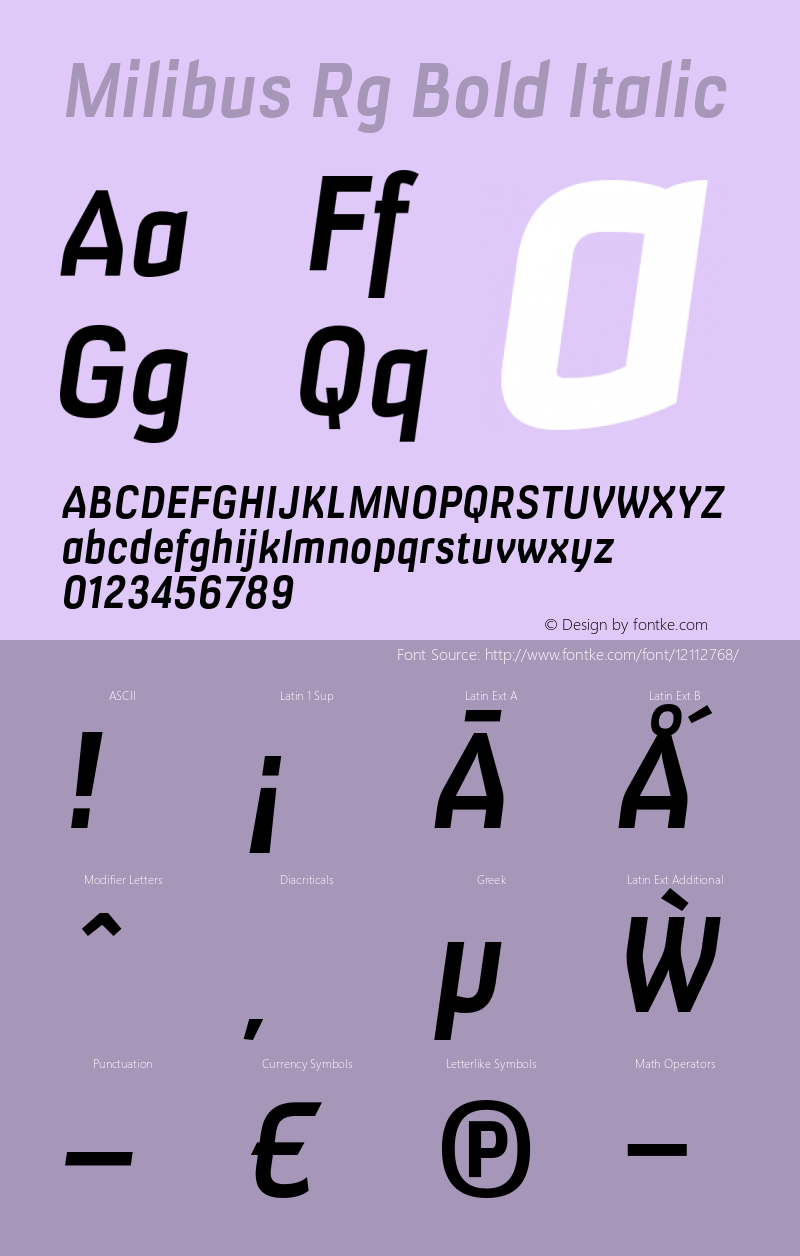 Milibus Rg Bold Italic OTF 1.200;PS 001.001;Core 1.0.29 Font Sample