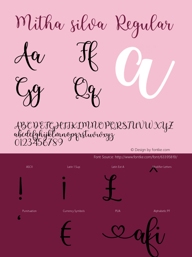 Mithasilva Version 1.000 Font Sample