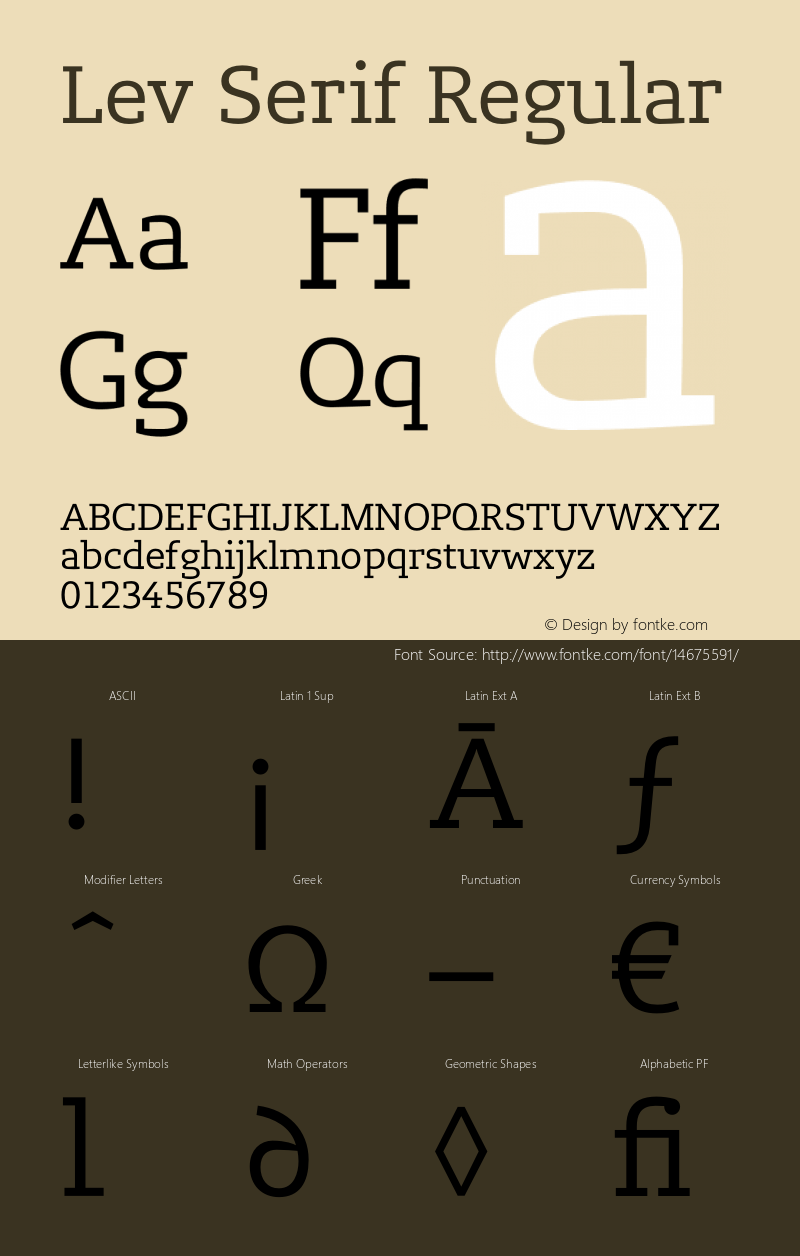Lev Serif Regular Version 1.001 Font Sample
