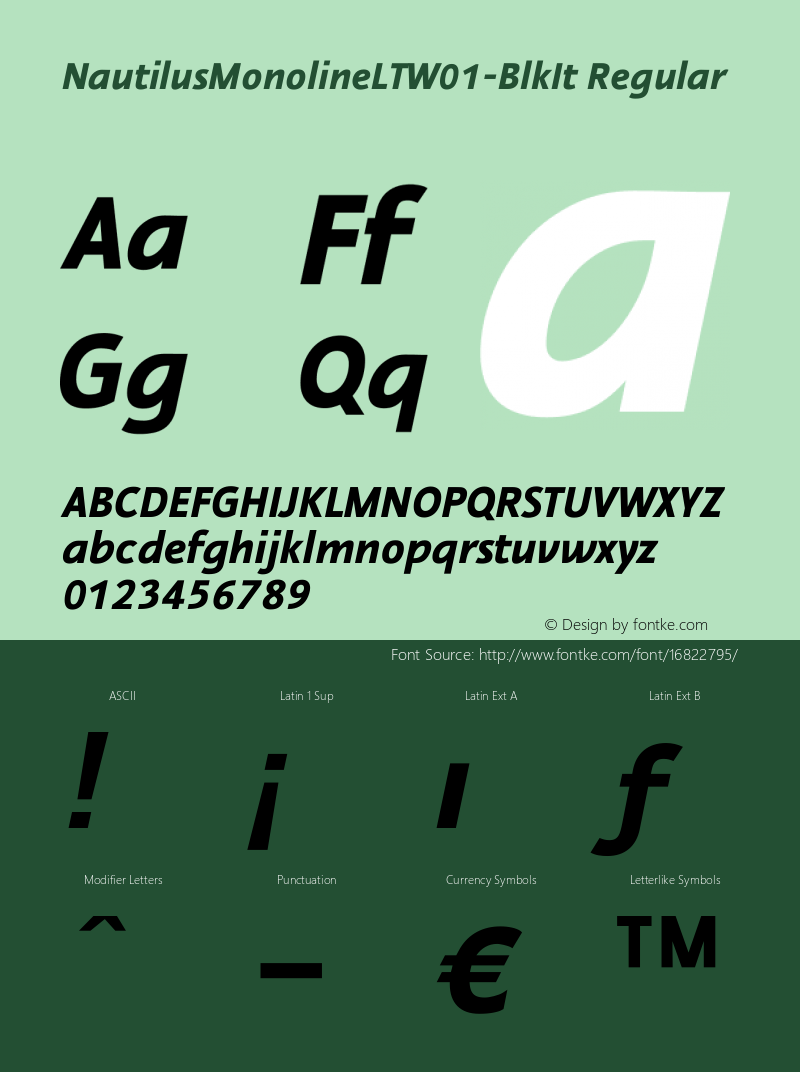 NautilusMonolineLTW01-BlkIt Regular Version 1.01 Font Sample