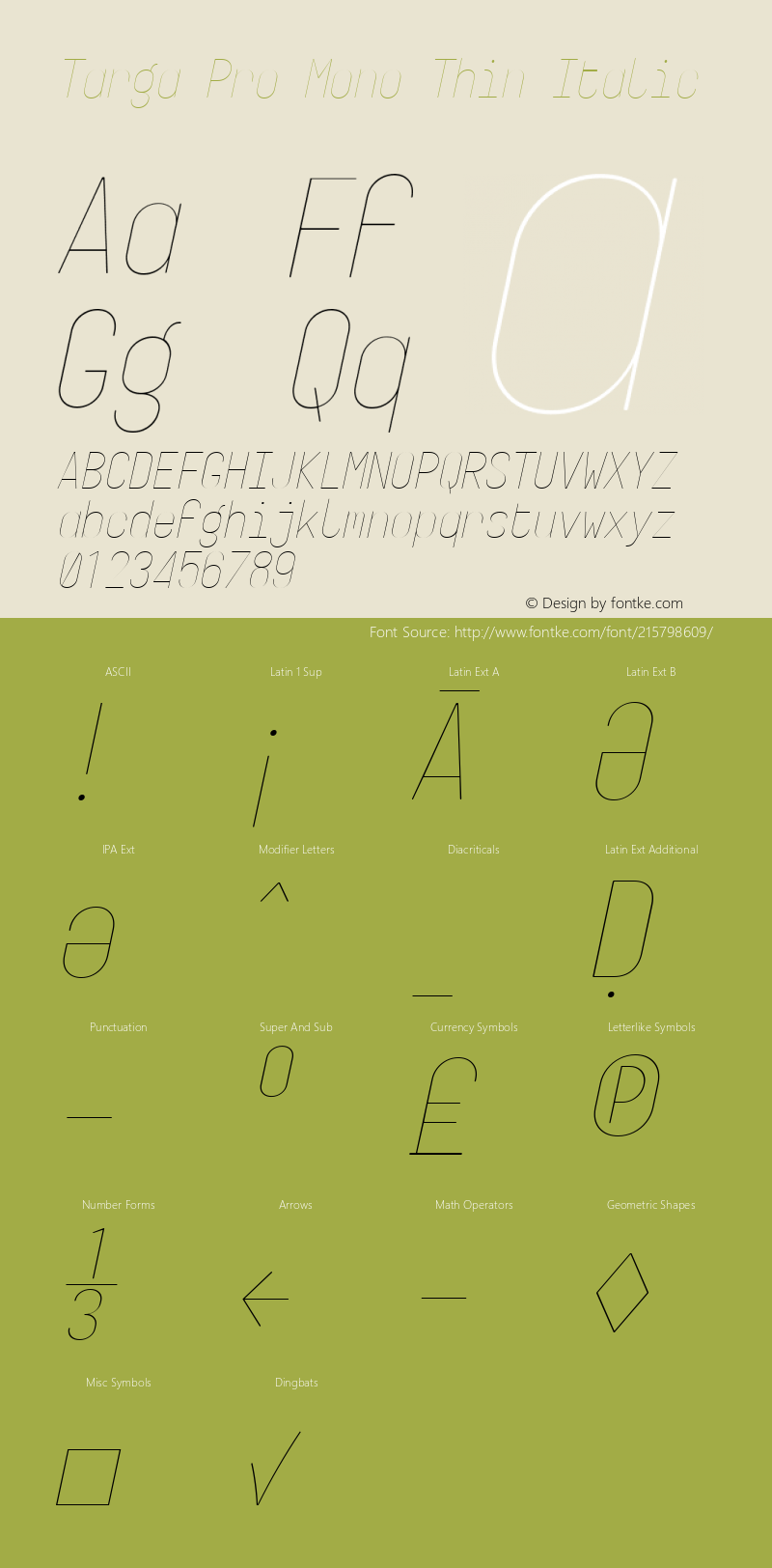 Targa Pro Mono Thin Italic Version 3.003图片样张