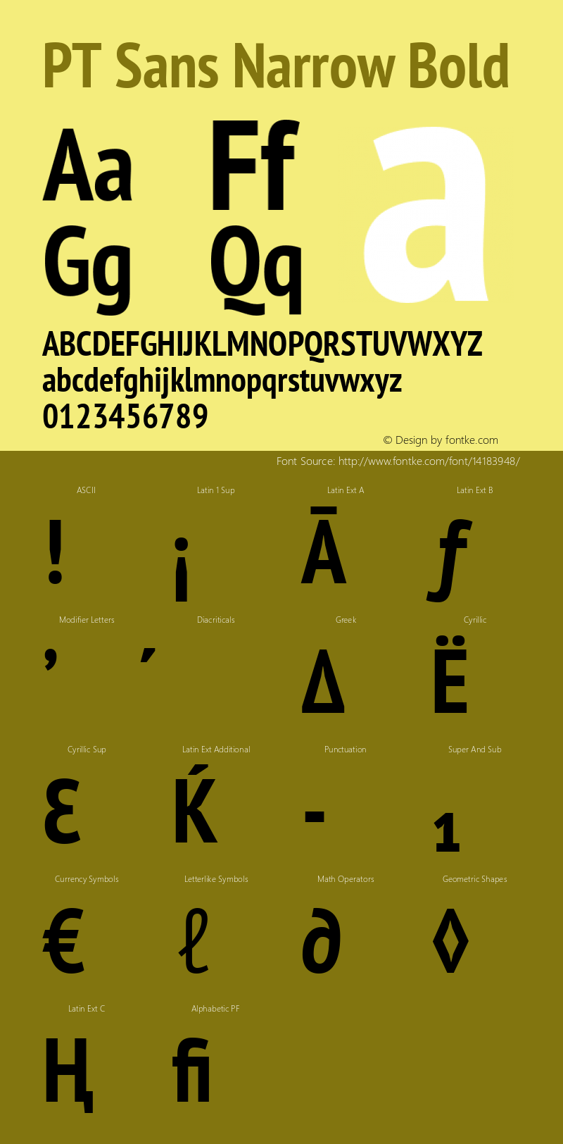 PT Sans Narrow Bold Version 2.003W OFL Font Sample