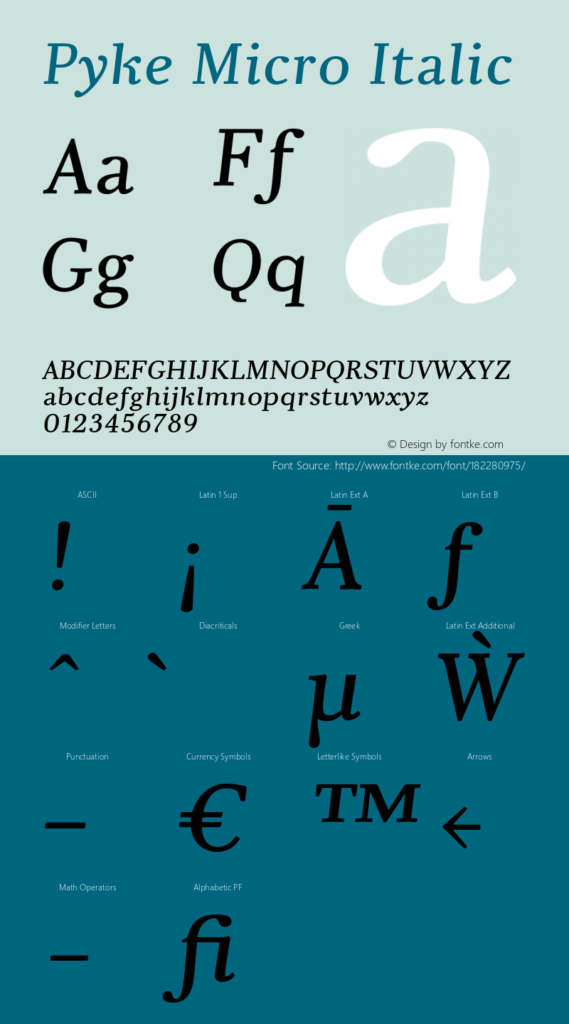 Pyke Micro Italic Version 001.001 February 2021图片样张