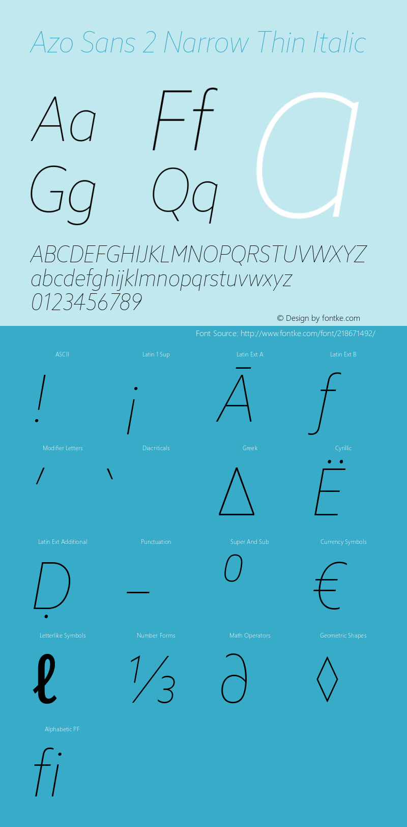 Azo Sans 2 Narrow  Thin Italic Version 2.003图片样张