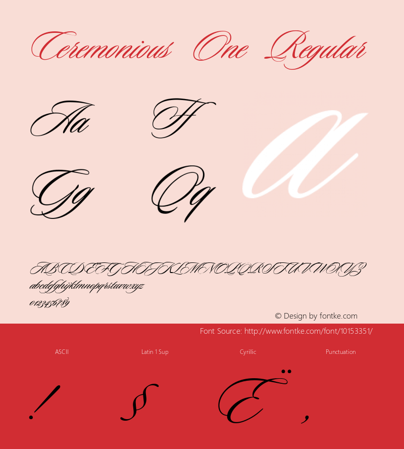 Ceremonious One Regular Version 1.000 2005 initial release Font Sample