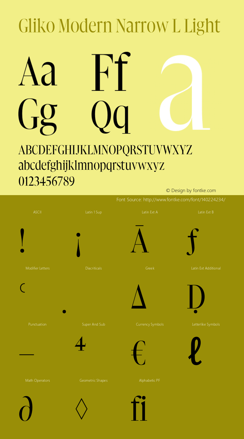 Gliko Modern Narrow L Light Version 2.000 | w-rip DC20200115 Font Sample